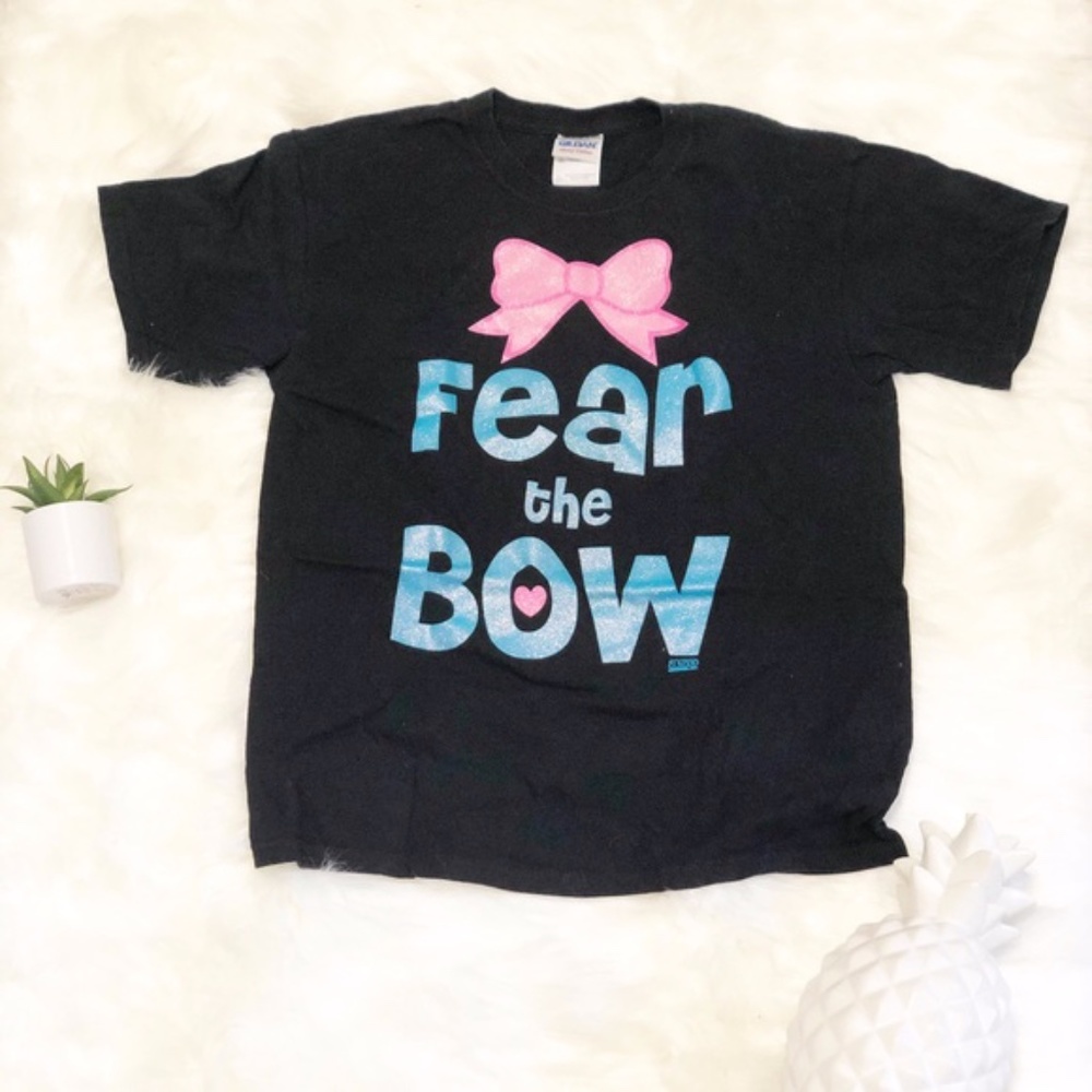 Fear the Bow Black Glitter Cheerleading T-shirt